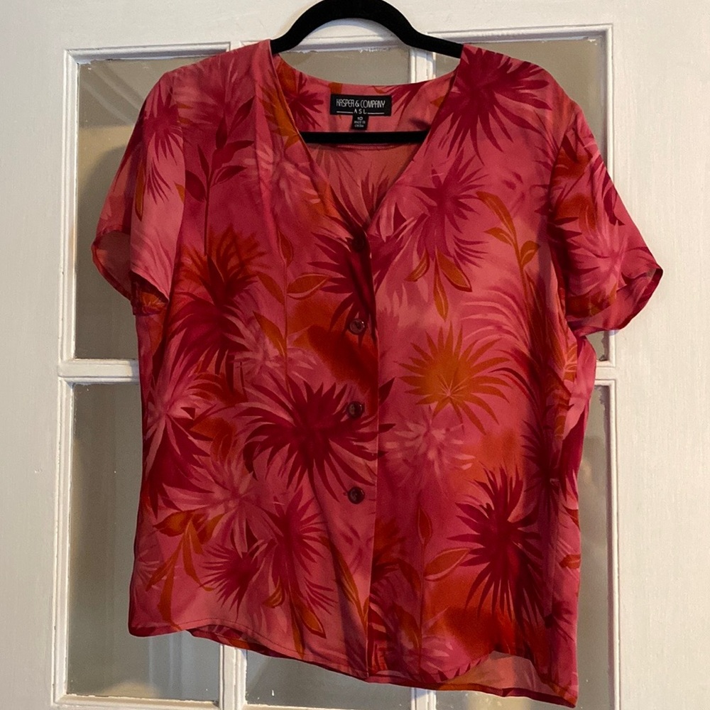 Pink silk patterned blouse